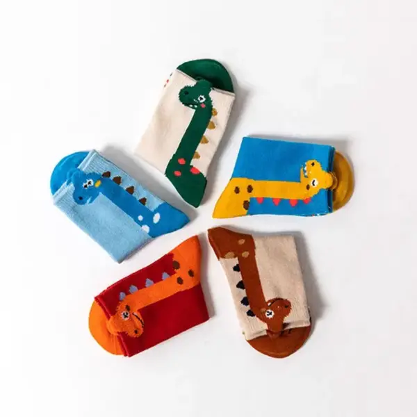 Kindersocken mit Dino-Motiv und farbigen Fersen – Bild 3