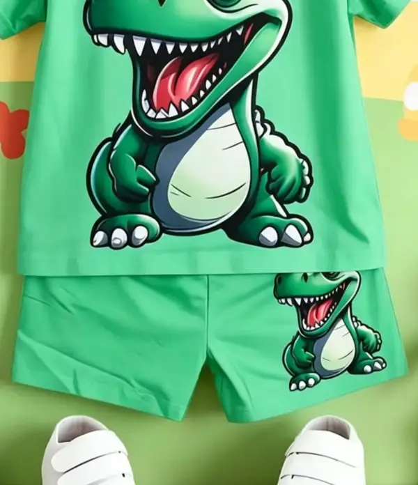 Kinder Set T-Shirt und Shorts mit Dinosaurier-Aufdruck – Bild 5