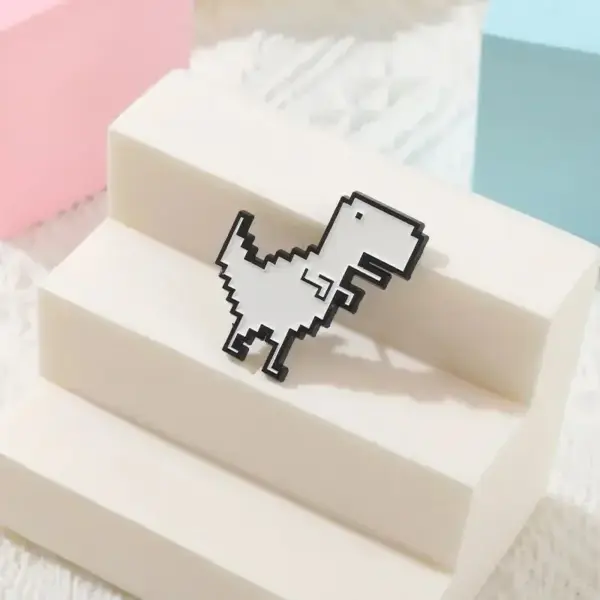 Dinosaurier Brosche im Pixel-Look mit Rand – Bild 5