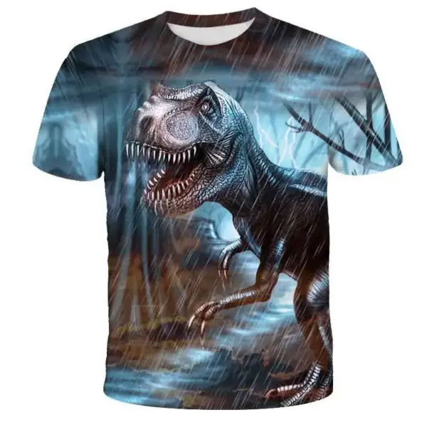 Kinder T-Shirt kurzarm mit Dinosaurier-Aufdruck, Rundhals – Bild 6