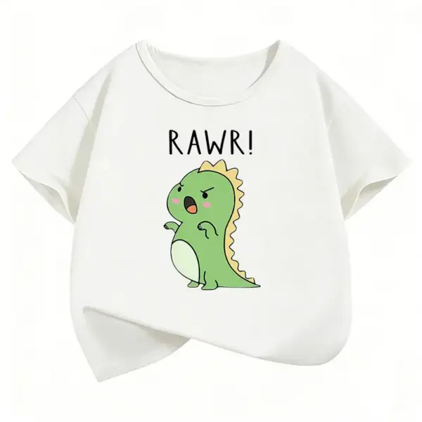 Kinder T-Shirt Cartoon-Dino mit Rundhals und kurzen Ärmeln – Bild 6
