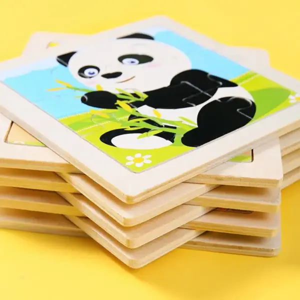 Kleines Holzpuzzle mit Tiermotiven im Cartoon-Stil – Bild 5