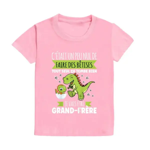 Kinder T-Shirt Kurzarm mit Dinosaurier-Aufdruck und Schriftzug – Bild 5