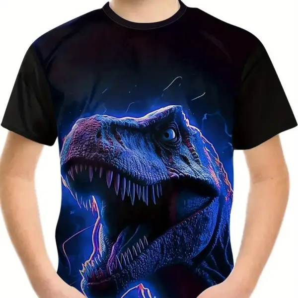 Kinder T-Shirt mit großem Dino-Kopf Druck und Rundhals – Bild 6