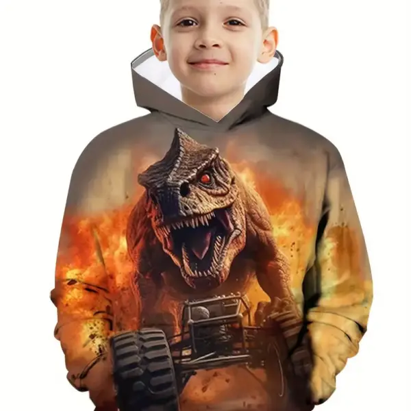 Kinder Kapuzenpullover mit großem Dinosaurier-Druck – Bild 6