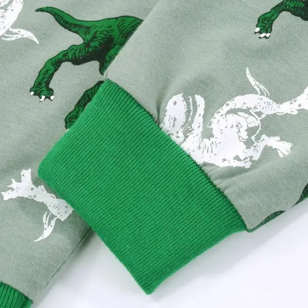Zweiteiliger Schlafanzug mit T-Rex Druck und Bündchen – Bild 5