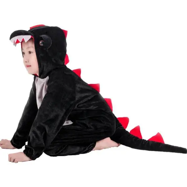 Dinosaurier Kostüm Overall mit Kapuze, Rückenstacheln und Schwanz – Bild 6