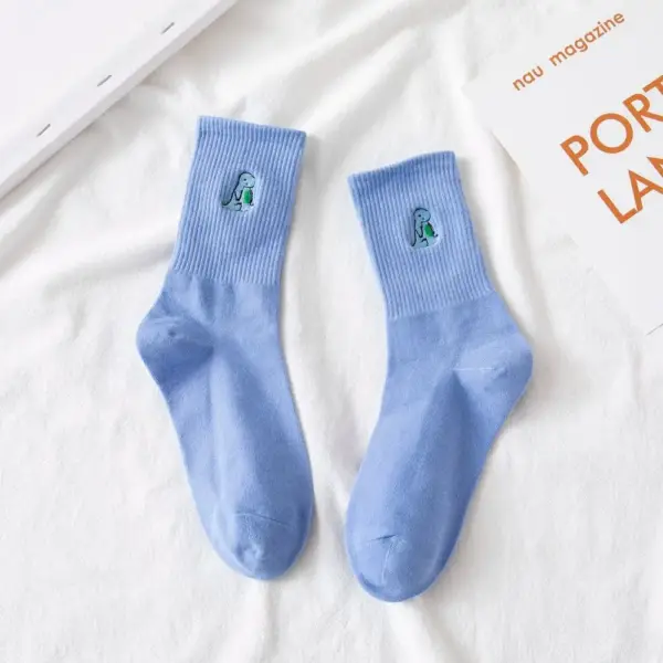 Damen Socken mit gesticktem Dino, gerippt – Bild 5