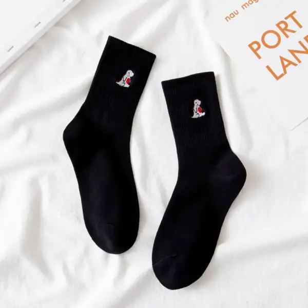Damen Socken mit gesticktem Dino, gerippt – Bild 6