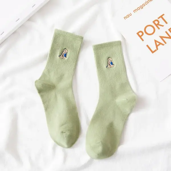 Damen Socken mit gesticktem Dino, gerippt – Bild 8