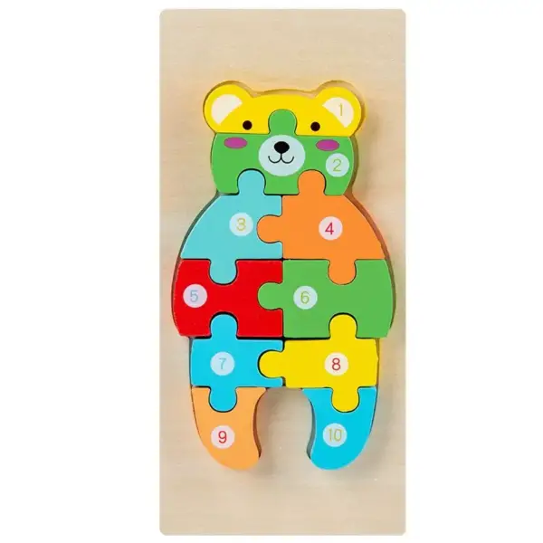 Holzpuzzle mit Zahlen in Tierformen zum Zusammenstecken – Bild 10