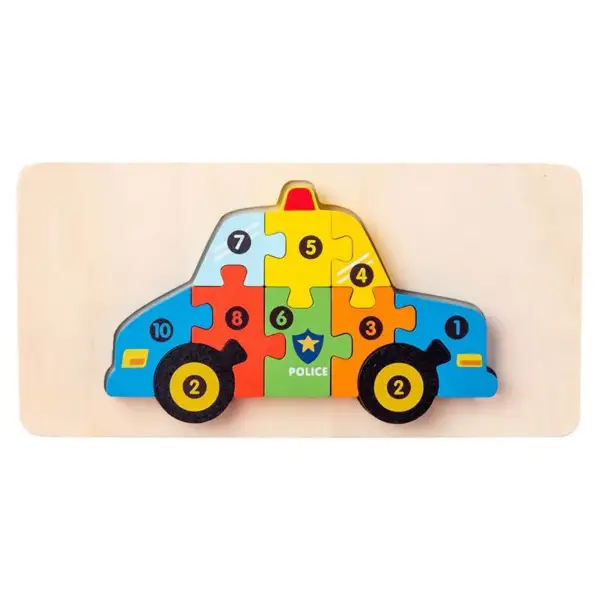 3D Holzpuzzle mit Tier- und Fahrzeugmotiven und Zahlen – Bild 6