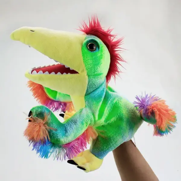 Urzeit-Tiere Handpuppe mit offenem Maul und Zähnen – Bild 12