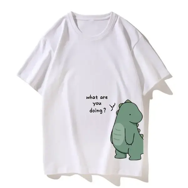 Partner T-Shirt mit Dinosaurier-Paar-Motiv und Rundhals – Bild 10