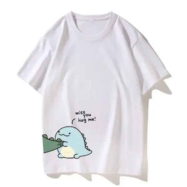 Partner T-Shirt mit Dinosaurier-Paar-Motiv und Rundhals – Bild 9