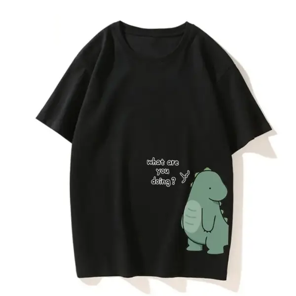 Partner T-Shirt mit Dinosaurier-Paar-Motiv und Rundhals – Bild 7