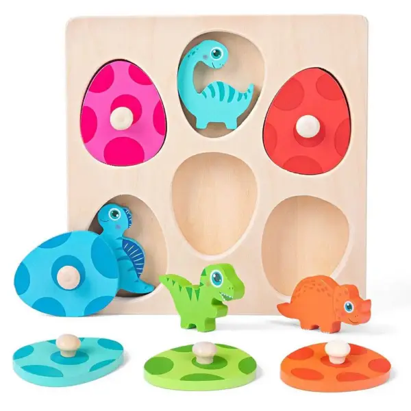 Dinosaurier Steckpuzzle mit Eiern und Dino-Figuren – Bild 4