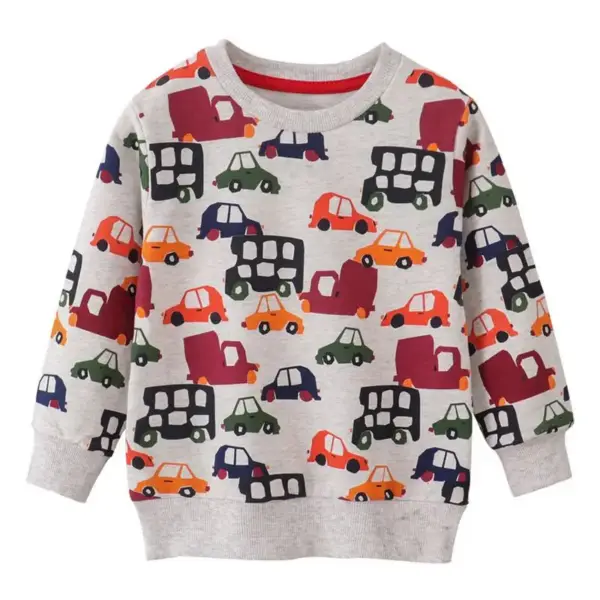 Kinder Sweatshirt mit Tier- und Fahrzeugmotiven, Rippbündchen – Bild 7