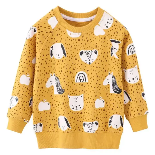 Kinder Sweatshirt mit Tier- und Fahrzeugmotiven, Rippbündchen – Bild 8
