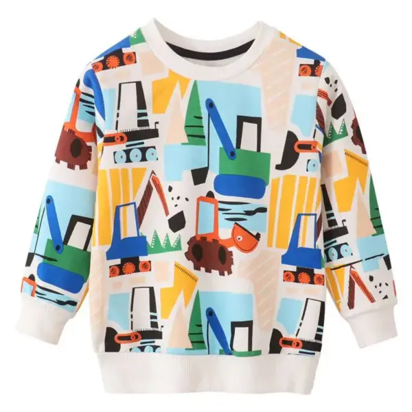 Kinder Sweatshirt mit Tier- und Fahrzeugmotiven, Rippbündchen – Bild 6
