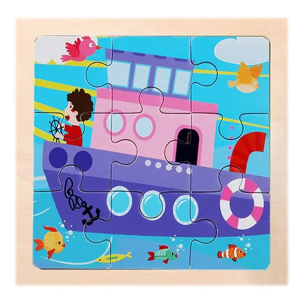 Kleines Holzpuzzle mit Tiermotiven im Cartoon-Stil – Bild 7