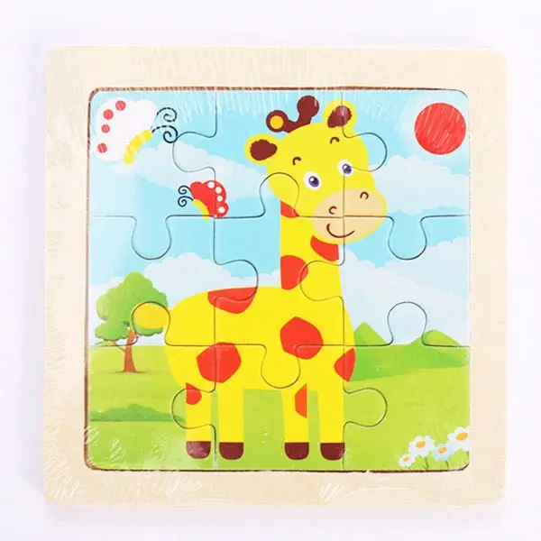 Kleines Holzpuzzle mit Tiermotiven im Cartoon-Stil – Bild 15