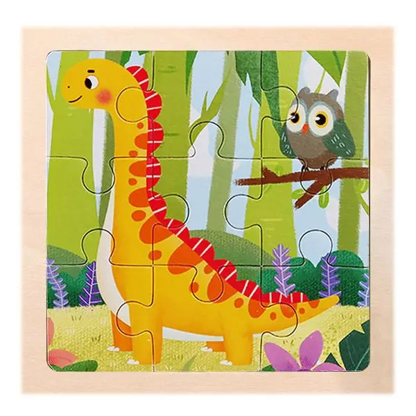 Kleines Holzpuzzle mit Tiermotiven im Cartoon-Stil – Bild 14