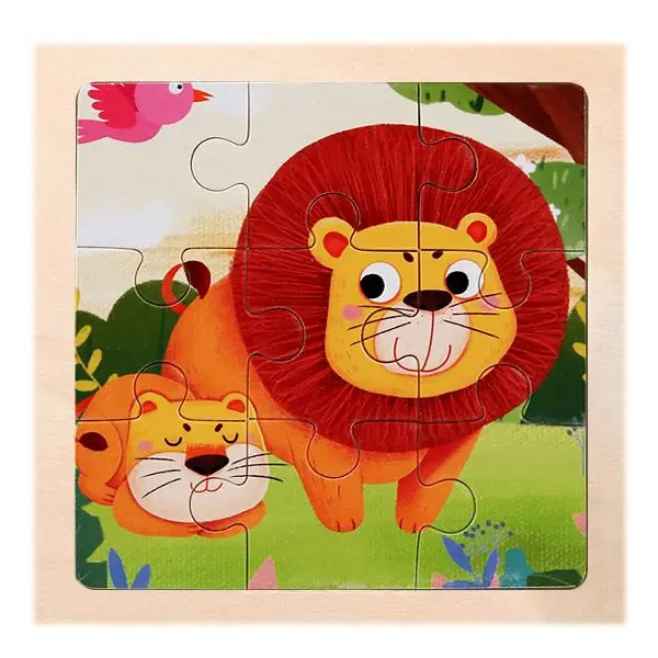 Kleines Holzpuzzle mit Tiermotiven im Cartoon-Stil – Bild 17