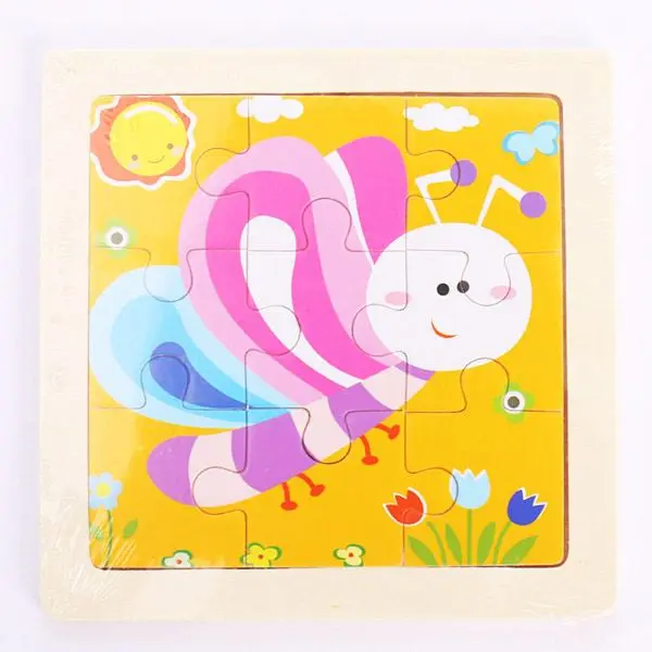Kleines Holzpuzzle mit Tiermotiven im Cartoon-Stil – Bild 11