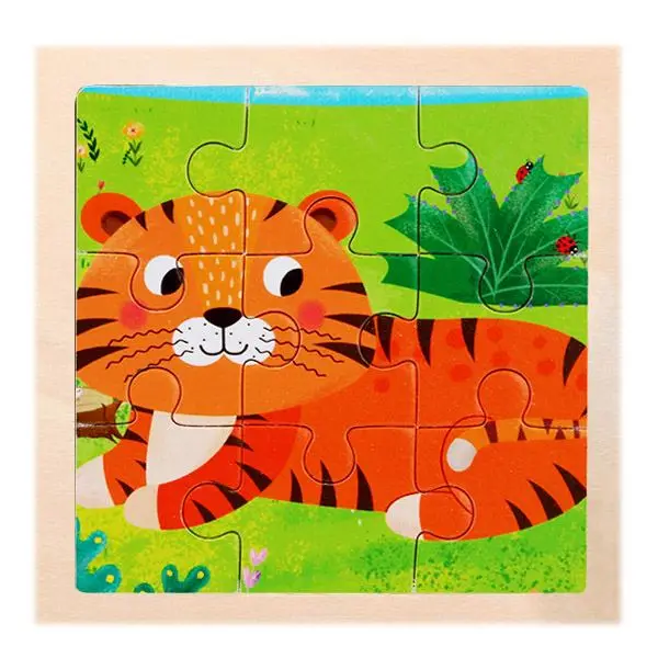 Kleines Holzpuzzle mit Tiermotiven im Cartoon-Stil – Bild 10