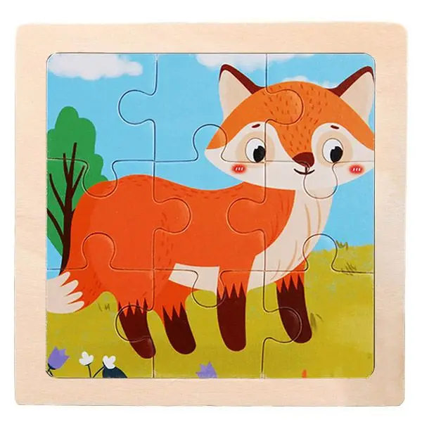 Kleines Holzpuzzle mit Tiermotiven im Cartoon-Stil – Bild 13