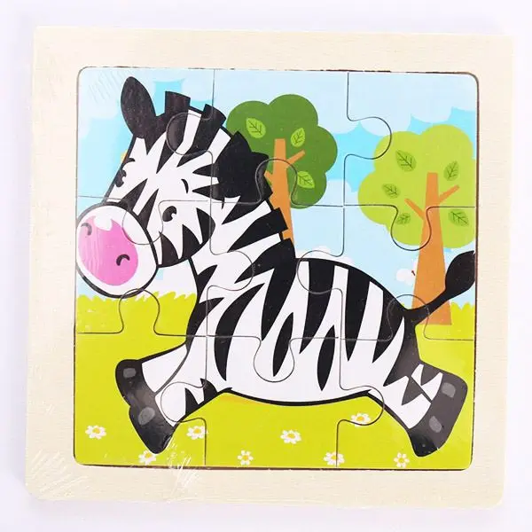 Kleines Holzpuzzle mit Tiermotiven im Cartoon-Stil – Bild 12