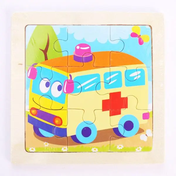 Kleines Holzpuzzle mit Tiermotiven im Cartoon-Stil – Bild 25