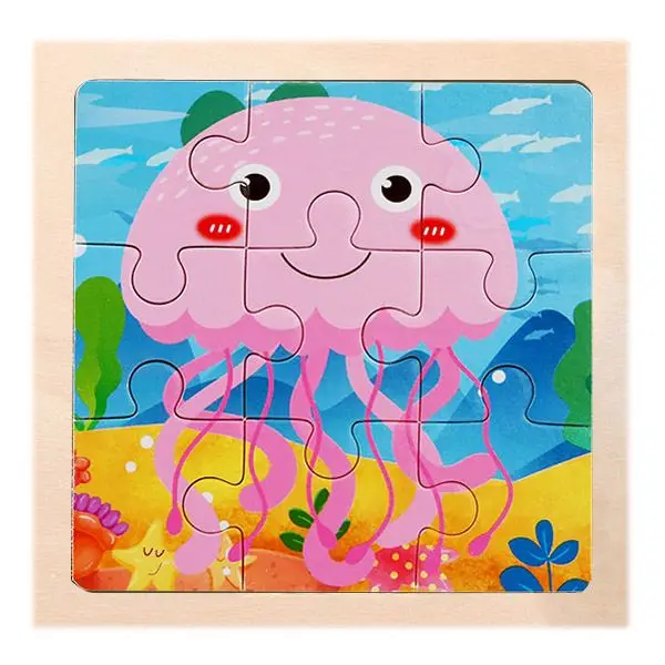 Kleines Holzpuzzle mit Tiermotiven im Cartoon-Stil – Bild 19