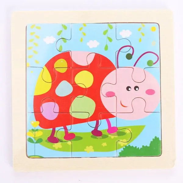Kleines Holzpuzzle mit Tiermotiven im Cartoon-Stil – Bild 21