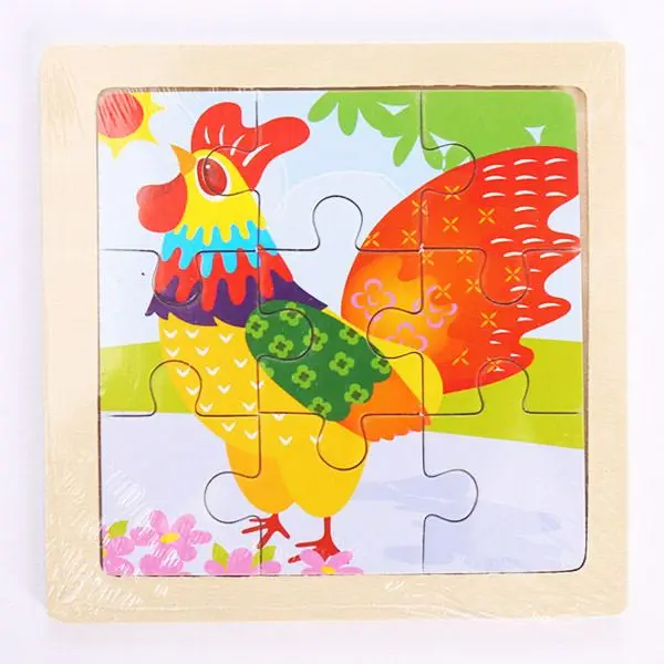 Kleines Holzpuzzle mit Tiermotiven im Cartoon-Stil – Bild 31