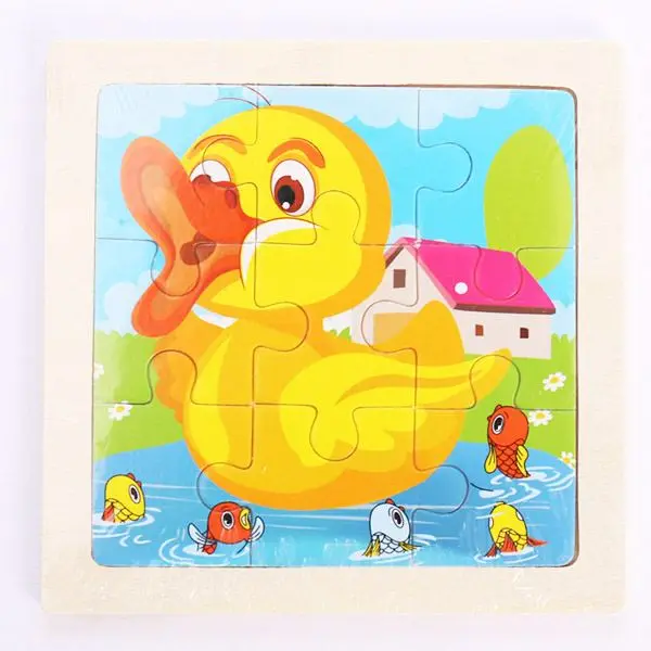 Kleines Holzpuzzle mit Tiermotiven im Cartoon-Stil – Bild 33