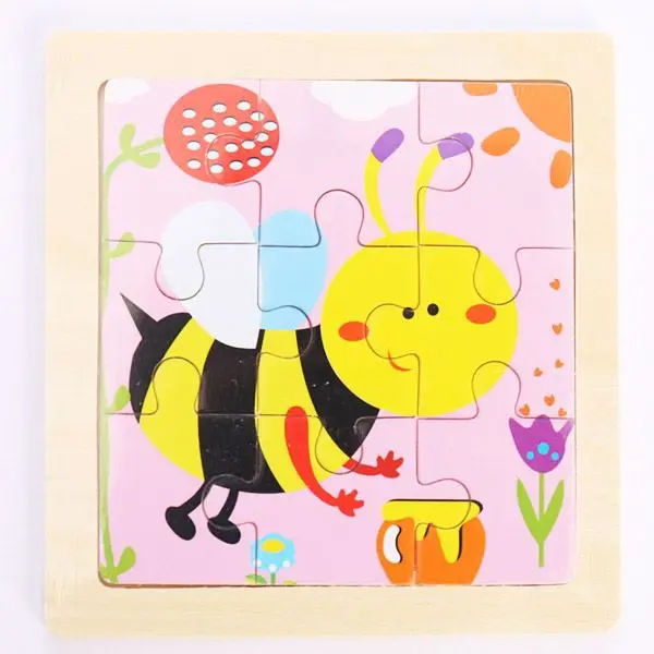 Kleines Holzpuzzle mit Tiermotiven im Cartoon-Stil – Bild 27