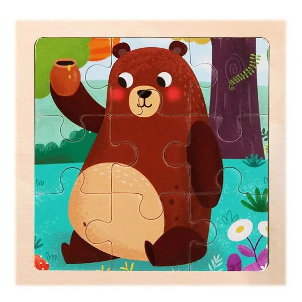Kleines Holzpuzzle mit Tiermotiven im Cartoon-Stil – Bild 29