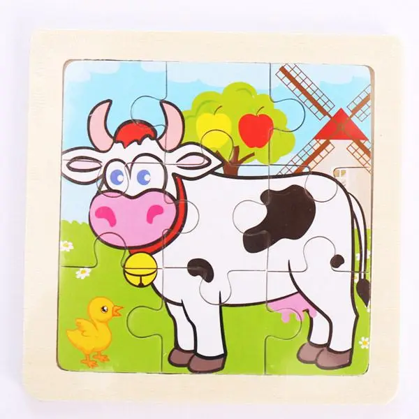 Kleines Holzpuzzle mit Tiermotiven im Cartoon-Stil – Bild 39