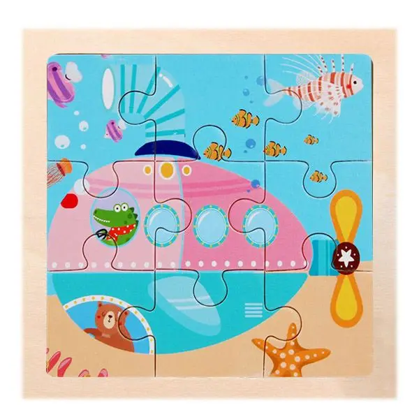 Kleines Holzpuzzle mit Tiermotiven im Cartoon-Stil – Bild 38