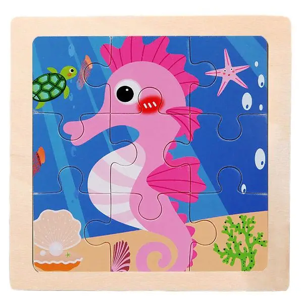 Kleines Holzpuzzle mit Tiermotiven im Cartoon-Stil – Bild 41
