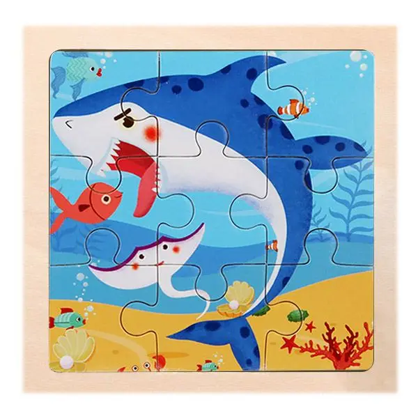 Kleines Holzpuzzle mit Tiermotiven im Cartoon-Stil – Bild 35