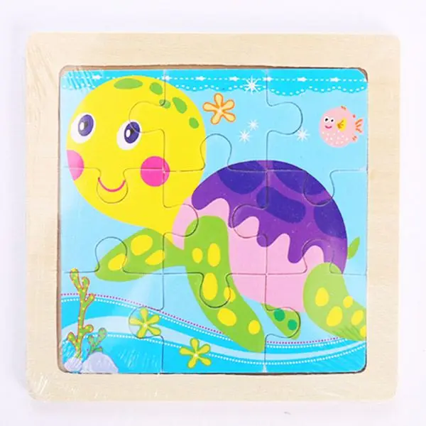 Kleines Holzpuzzle mit Tiermotiven im Cartoon-Stil – Bild 37