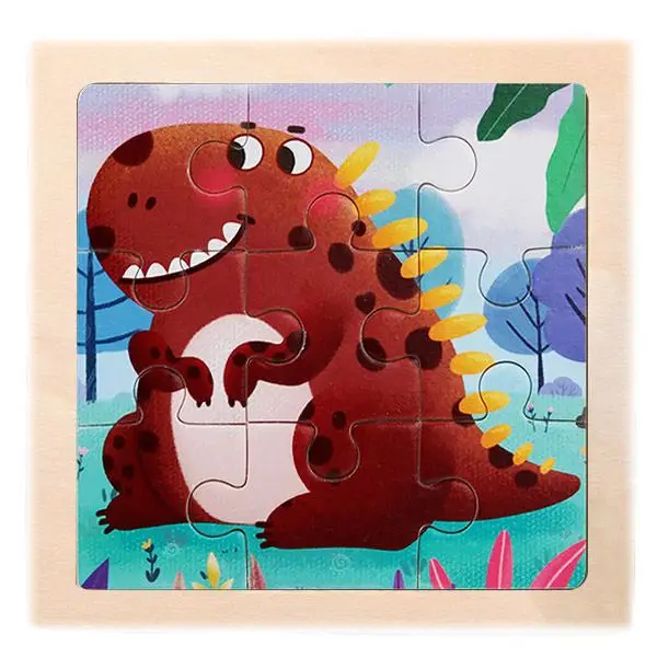 Kleines Holzpuzzle mit Tiermotiven im Cartoon-Stil – Bild 44