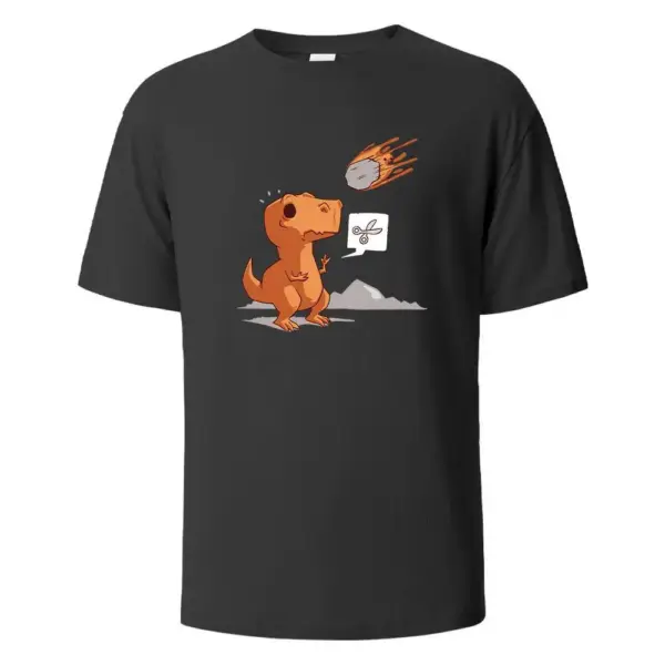 Herren T-Shirt Rundhals mit Dino und Meteor Aufdruck – Bild 13
