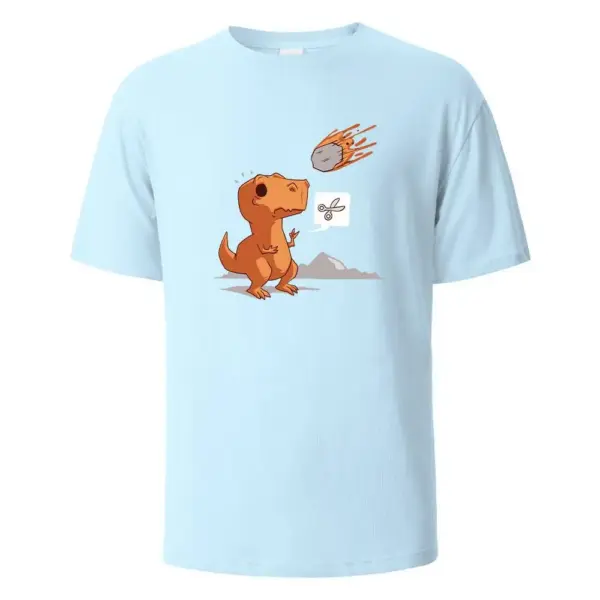 Herren T-Shirt Rundhals mit Dino und Meteor Aufdruck – Bild 8