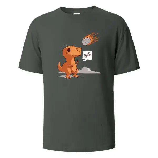 Herren T-Shirt Rundhals mit Dino und Meteor Aufdruck – Bild 7