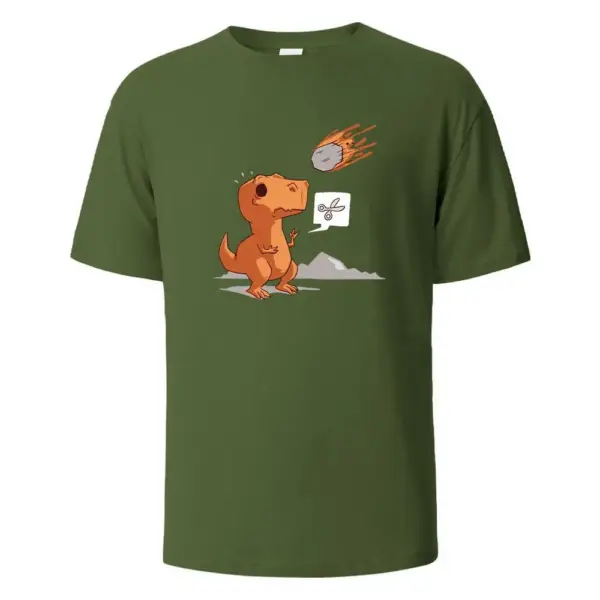 Herren T-Shirt Rundhals mit Dino und Meteor Aufdruck – Bild 9