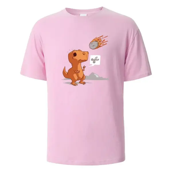 Herren T-Shirt Rundhals mit Dino und Meteor Aufdruck – Bild 11
